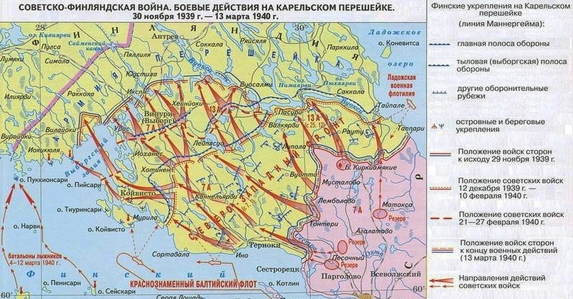 Схема боевых действий Зимней войны