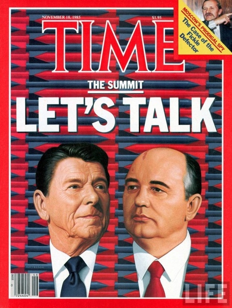 Обложка журнала «Time», 18 ноября 1985 года. Перевод: «Давайте поговорим»