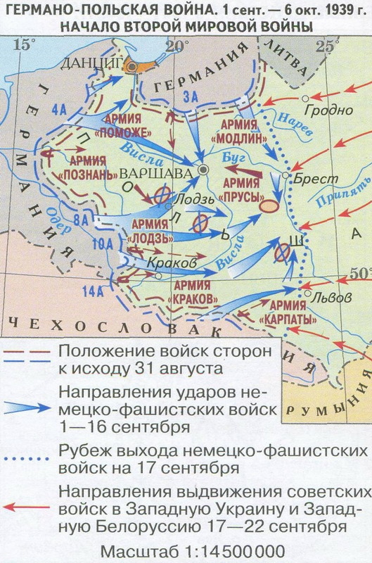 Схема боевых действий «Польской кампании»