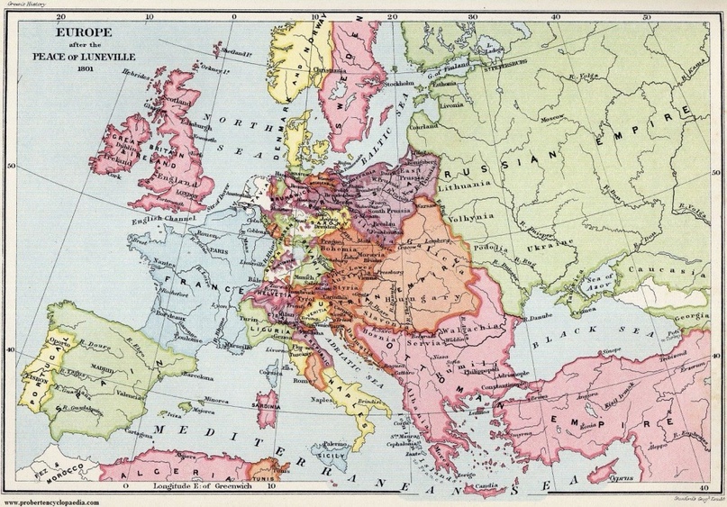 Политическая карта Европы 1800 года
