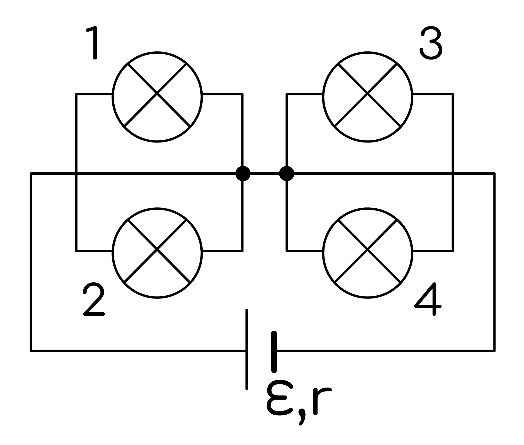 Задание №40091: В данной схеме, какой ток протекает по перемычке, и в ...