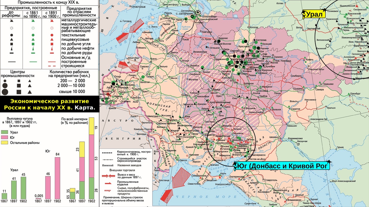 Очень подробная карта промышленности начала XX века