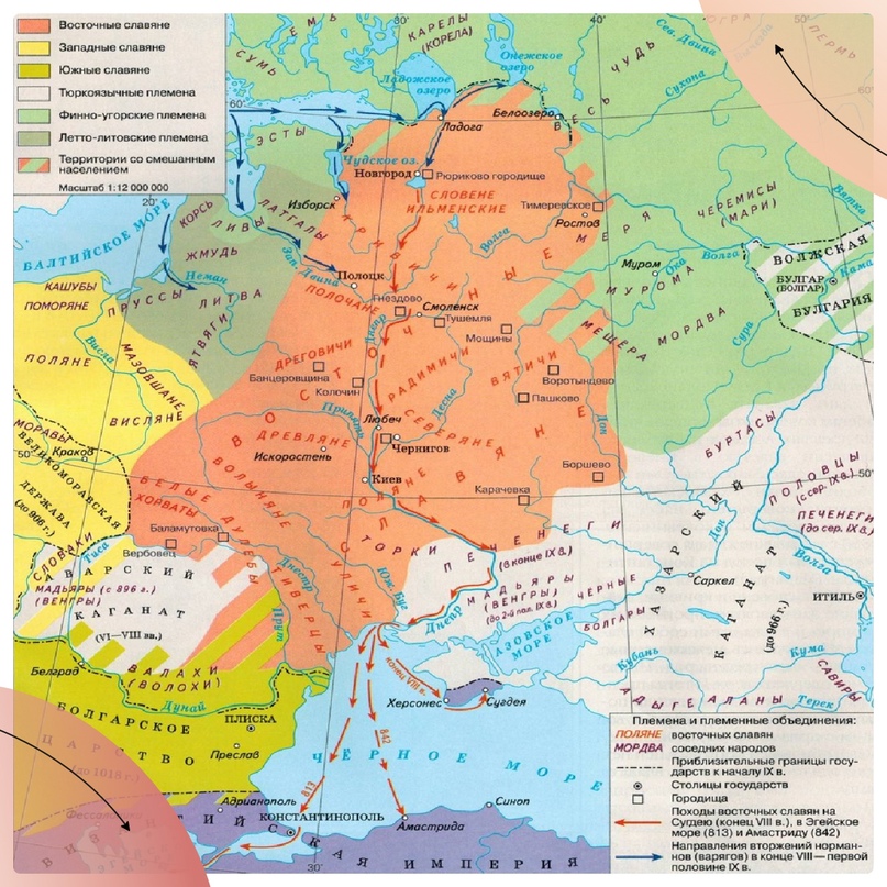 Схема племенных союзов Восточных славян
