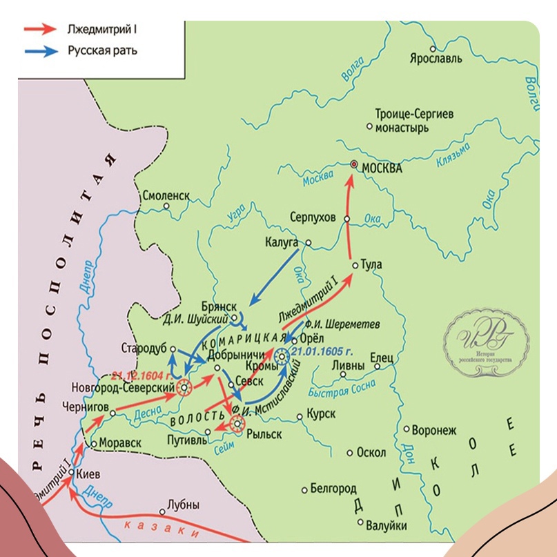 Схематическое изображение кампании Лжедмитрия I