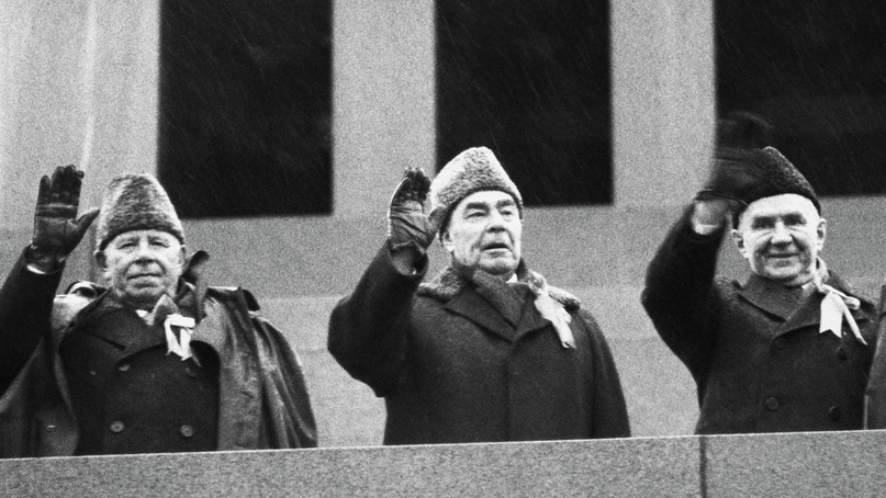 Слева направо: Подгорный, Брежнев, Косыгин, фото 1970-х годов